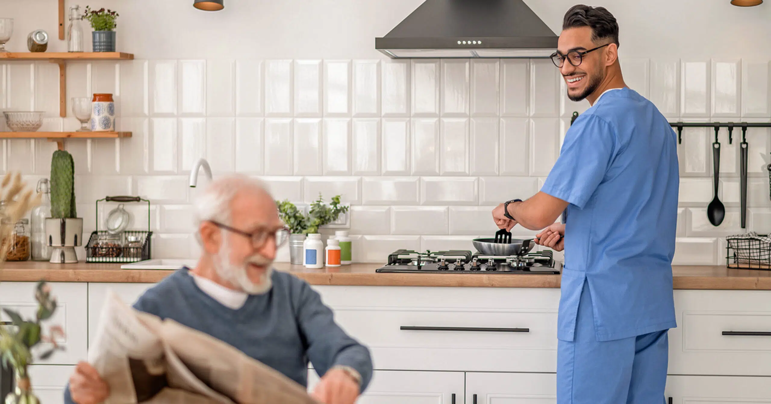 CNA or HHA preparing a meal at a patient's home