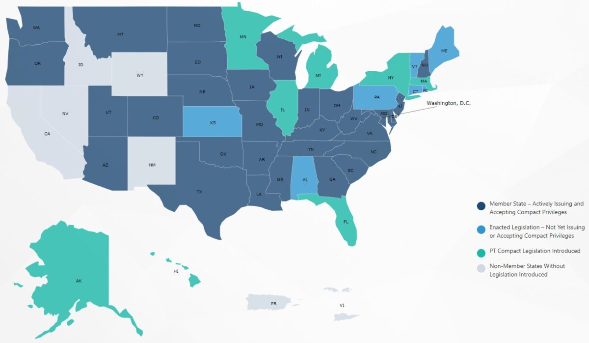 PT Licensure Compact Map 8-5-24