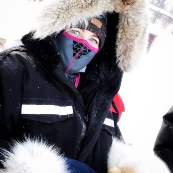 Canadian RN Kat Ann dressed for arctic conditions in northern Canada