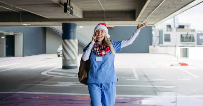 Nurse being merry even though she's working the holiday